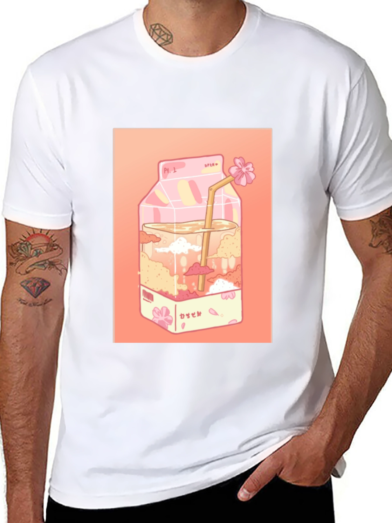Kawaii Milk Carton Graphic Tee - Anime Aesthetic
