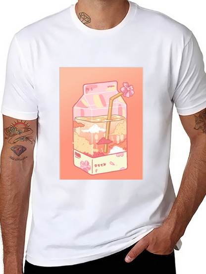 Kawaii Milk Carton Graphic Tee - Anime Aesthetic