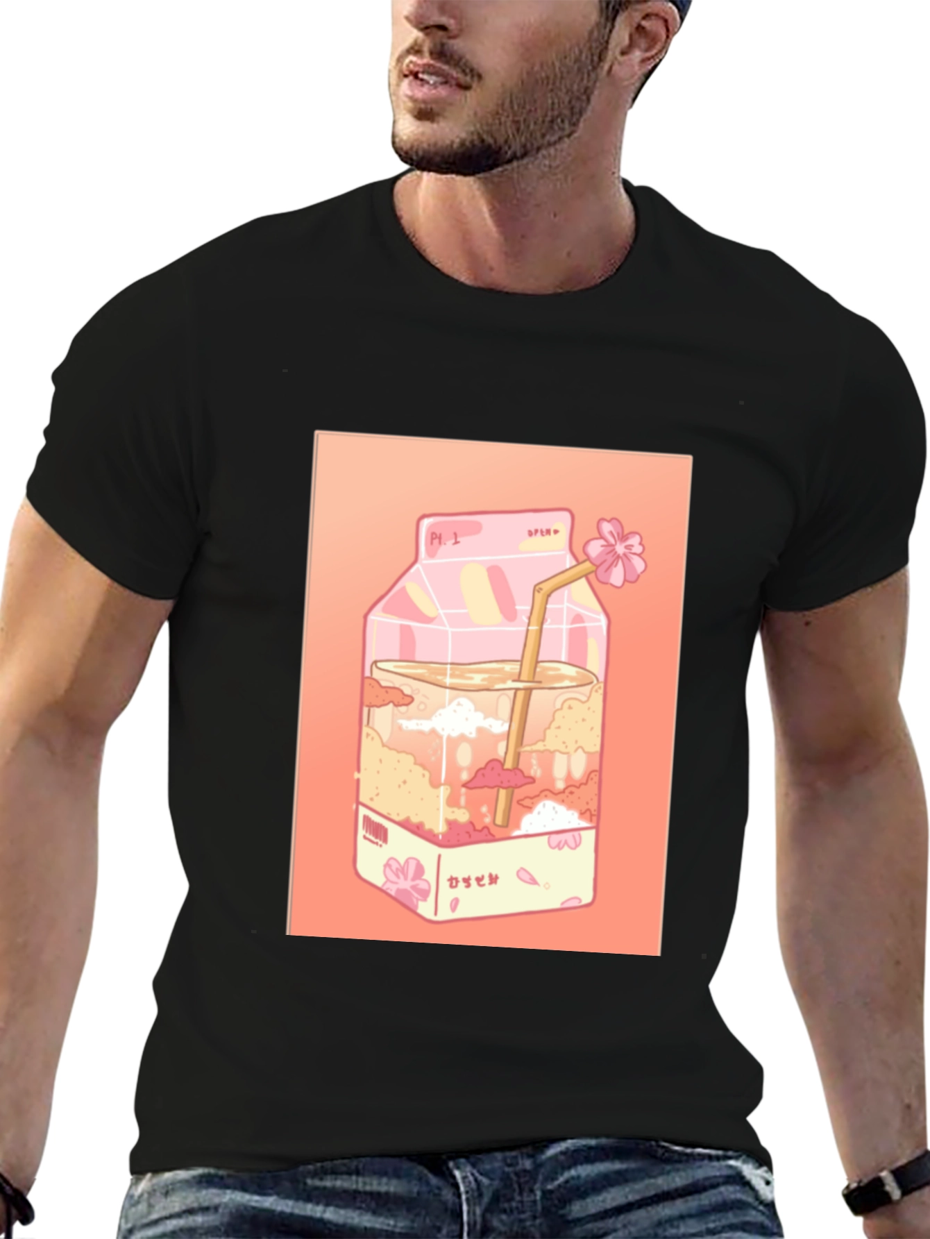 Kawaii Milk Carton Graphic Tee - Anime Aesthetic