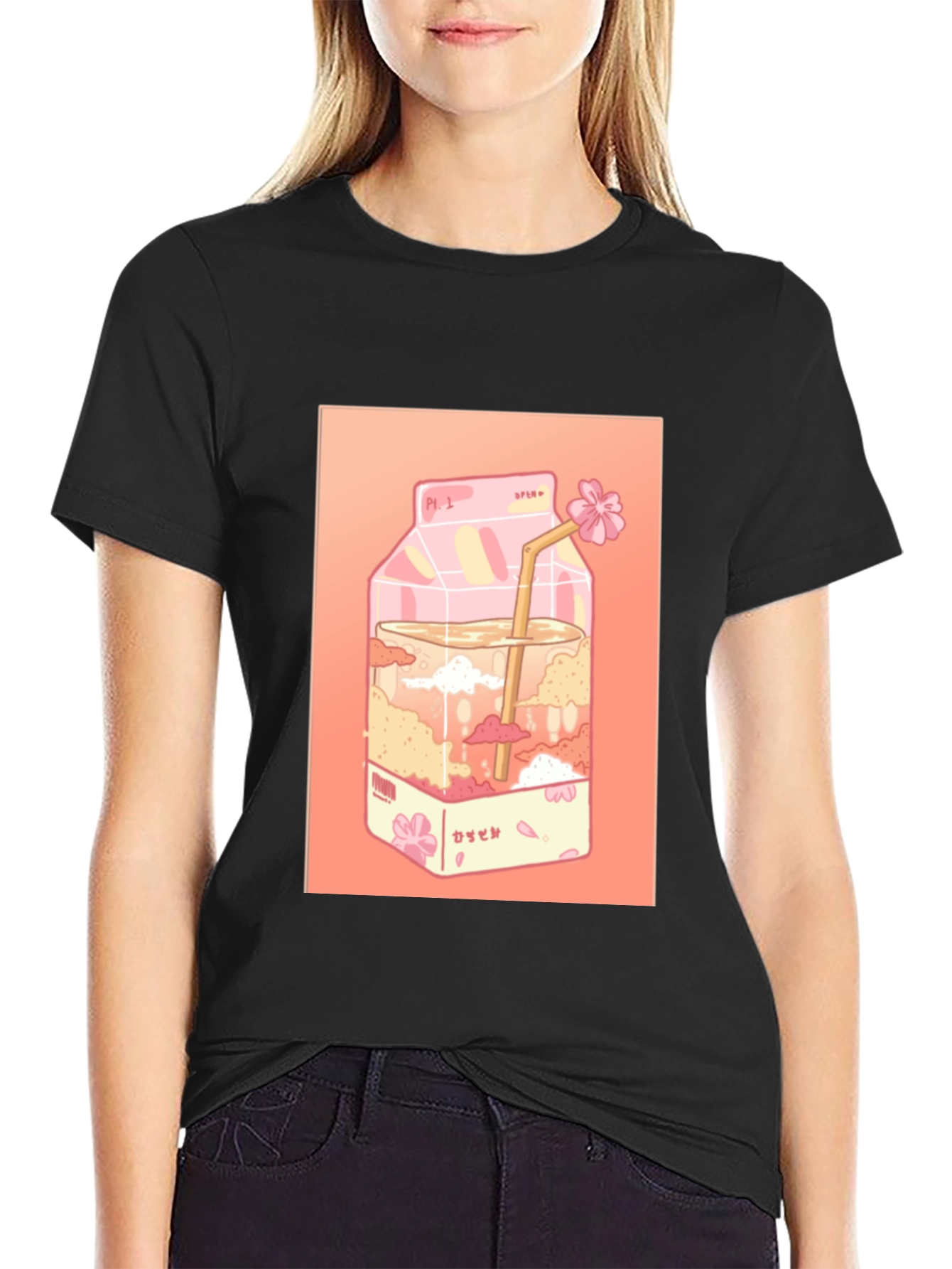 Kawaii Milk Carton Graphic Tee - Anime Aesthetic