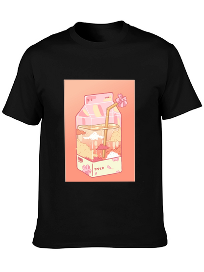 Kawaii Milk Carton Graphic Tee - Anime Aesthetic