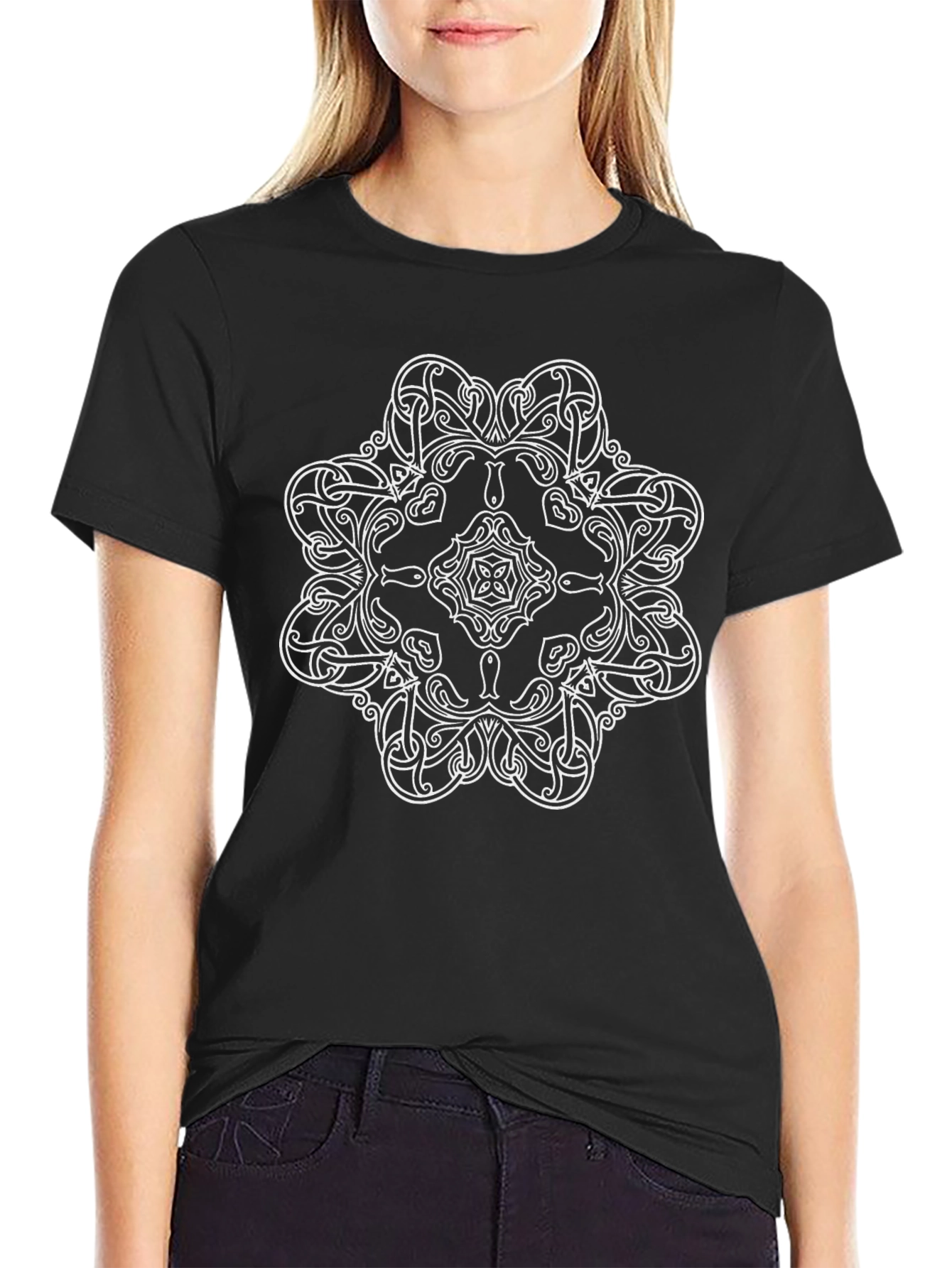 Celtic Knot Mandala Graphic Tee - Black