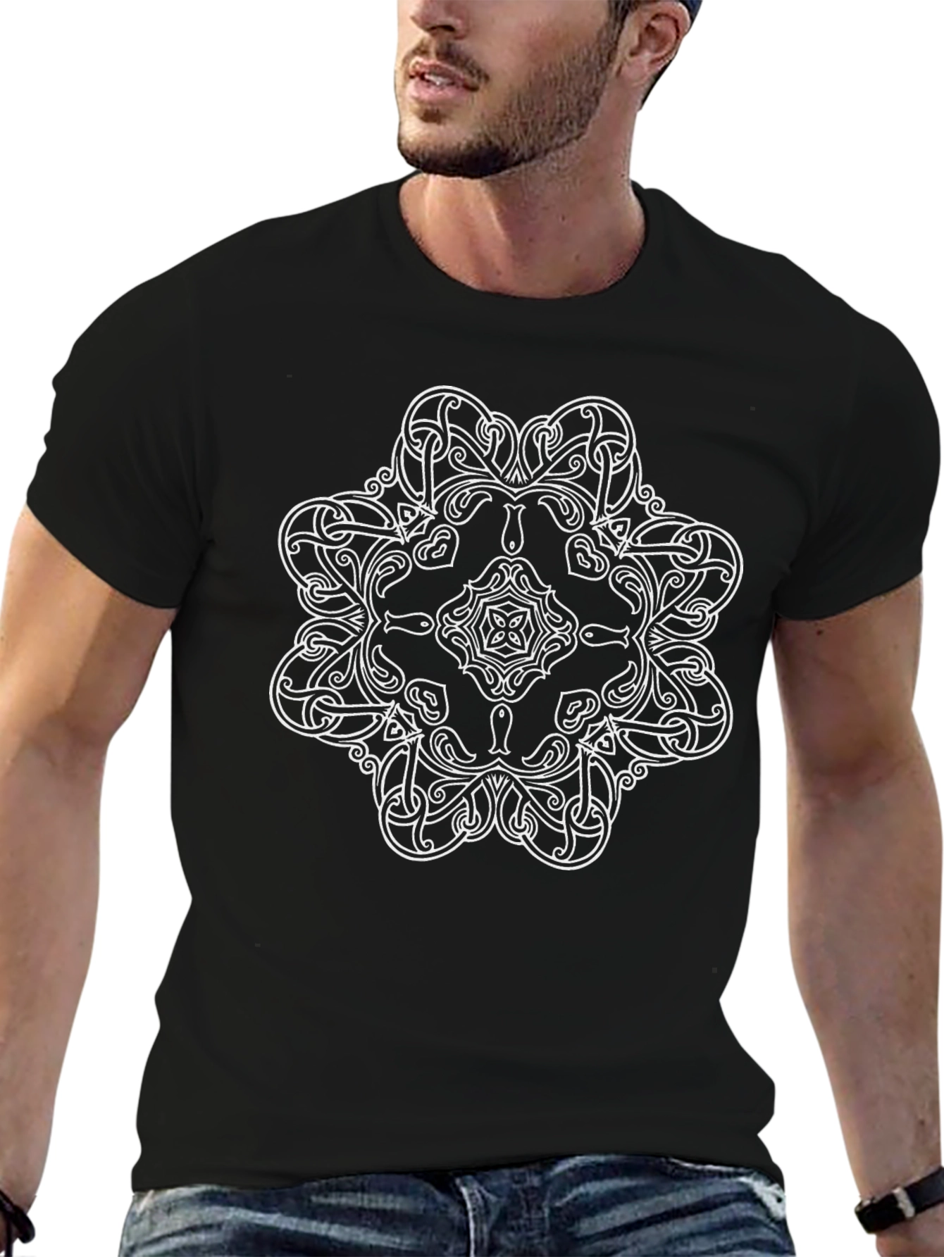 Celtic Knot Mandala Graphic Tee - Black
