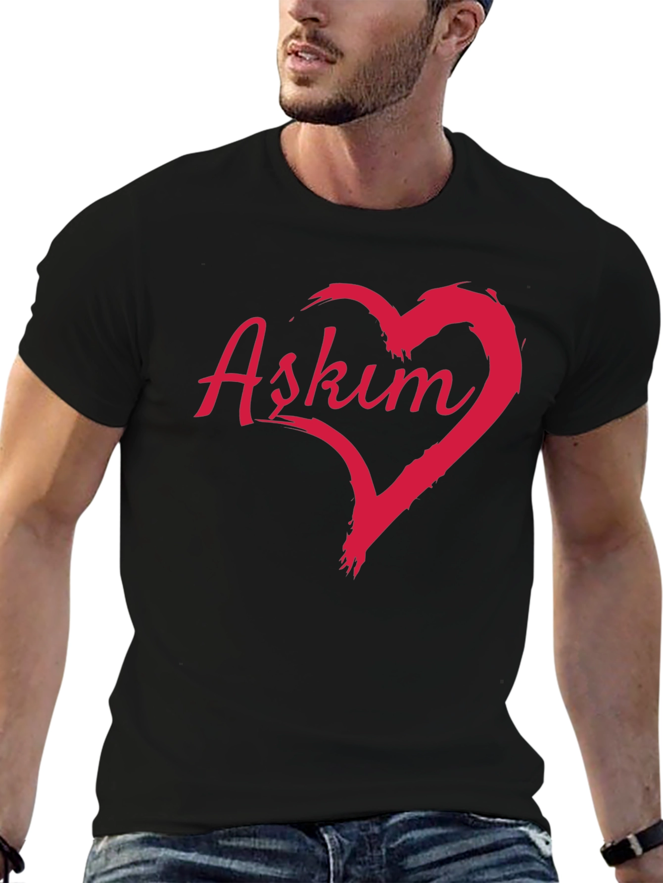 Askim Heart Graphic T-Shirt - Black