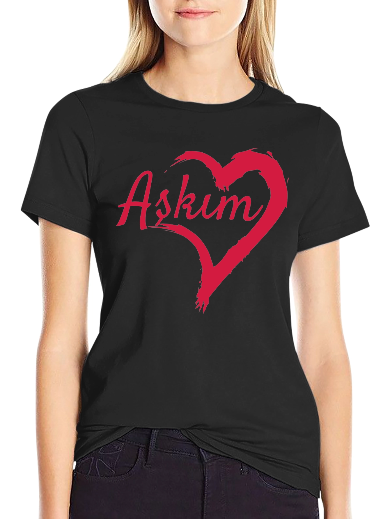 Askim Heart Graphic T-Shirt - Black