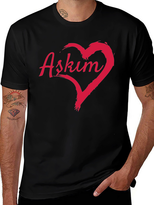 Askim Heart Graphic T-Shirt - Black