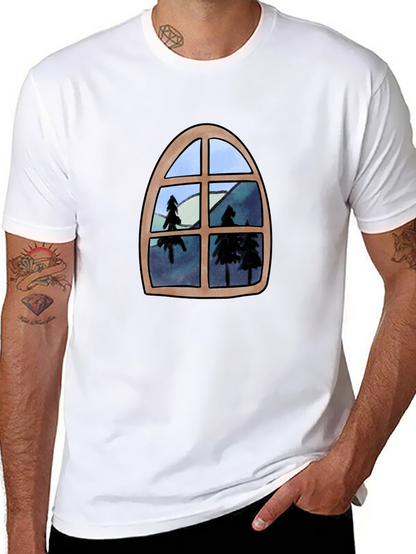 Window View Graphic Tee - Nature Lovers Black T-Shirt