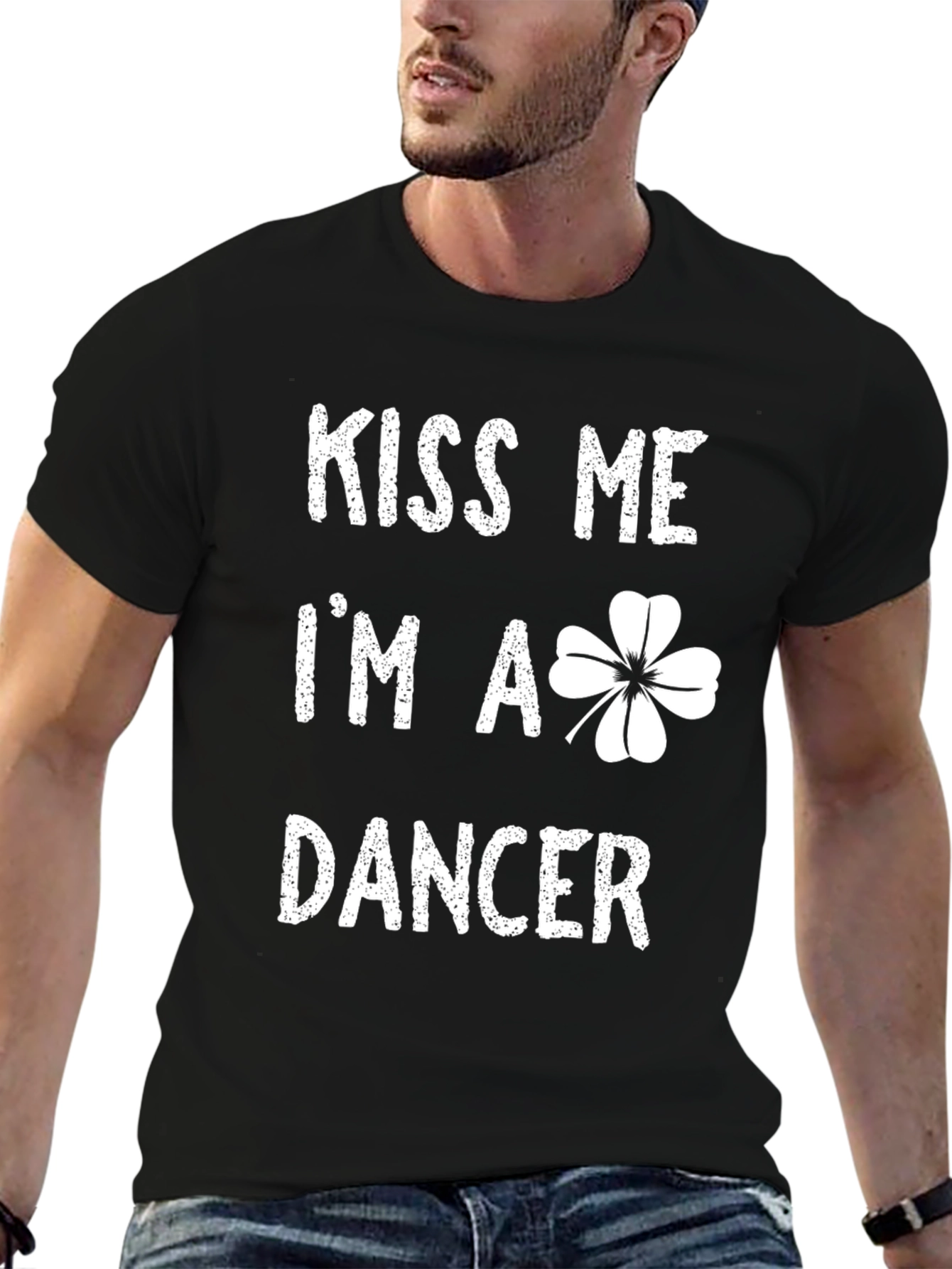 Kiss Me Im a Dancer Shamrock Graphic T-Shirt