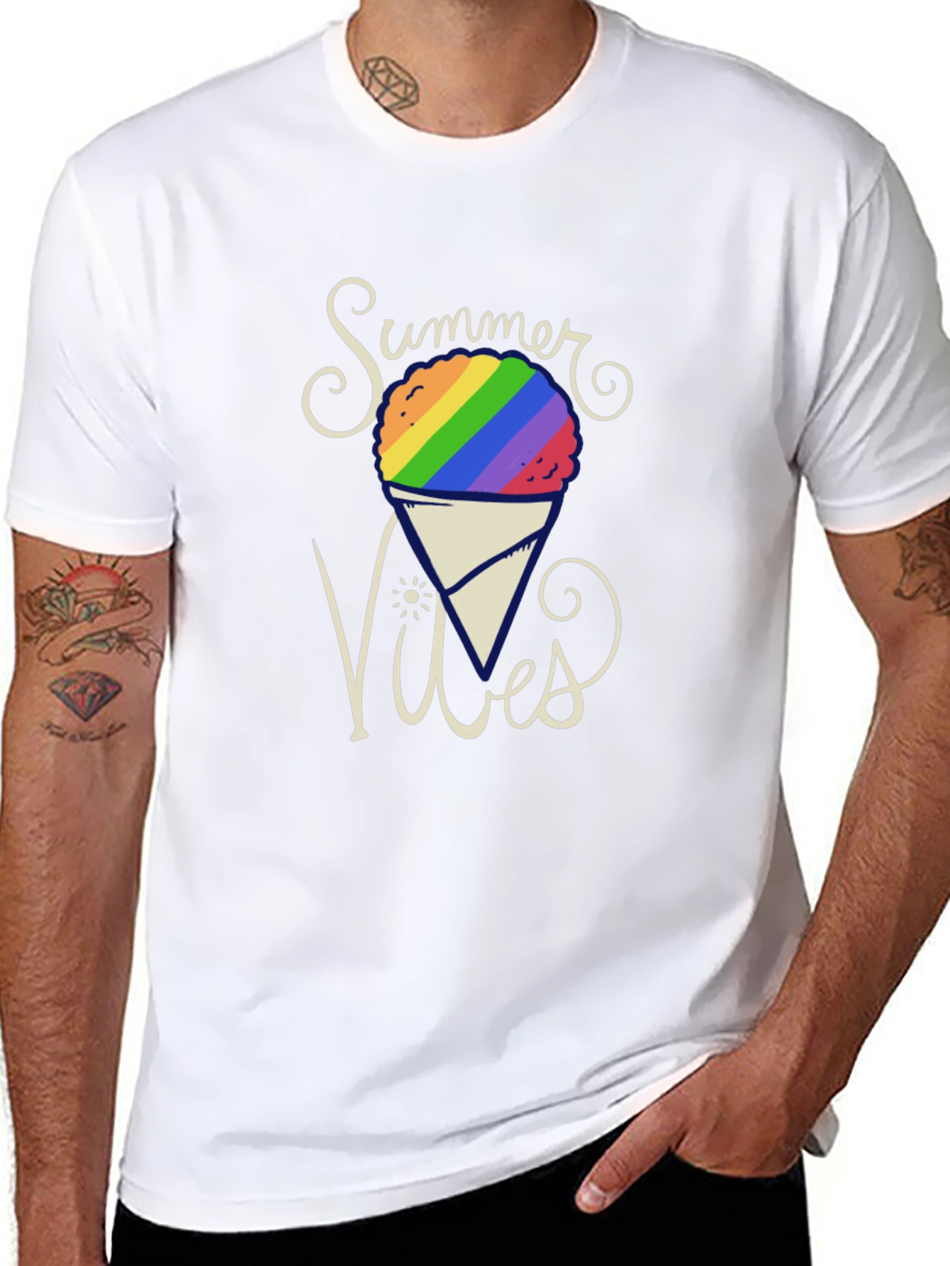 Summer Vibes Rainbow Snow Cone Graphic Tee