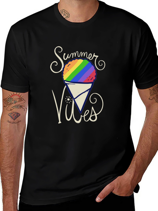 Summer Vibes Rainbow Snow Cone Graphic Tee