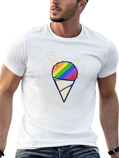 Summer Vibes Rainbow Snow Cone Graphic Tee