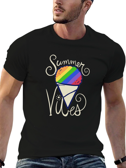 Summer Vibes Rainbow Snow Cone Graphic Tee
