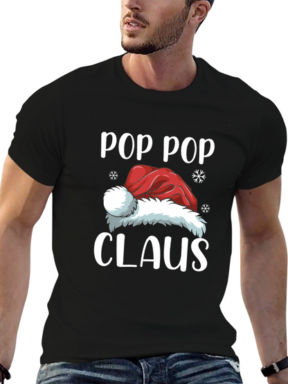 Pop Pop Claus Santa Hat Christmas T-Shirt