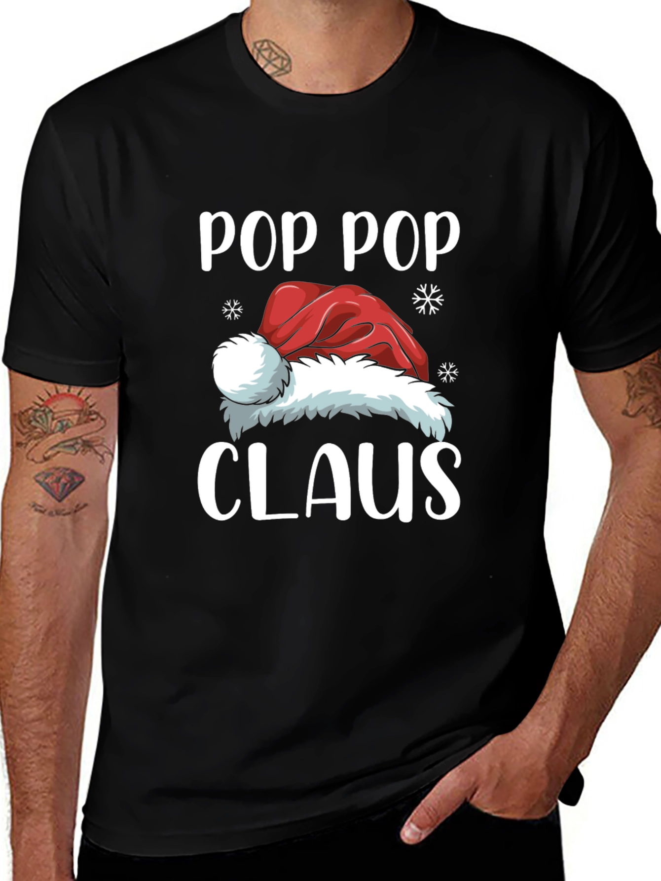 Pop Pop Claus Santa Hat Christmas T-Shirt
