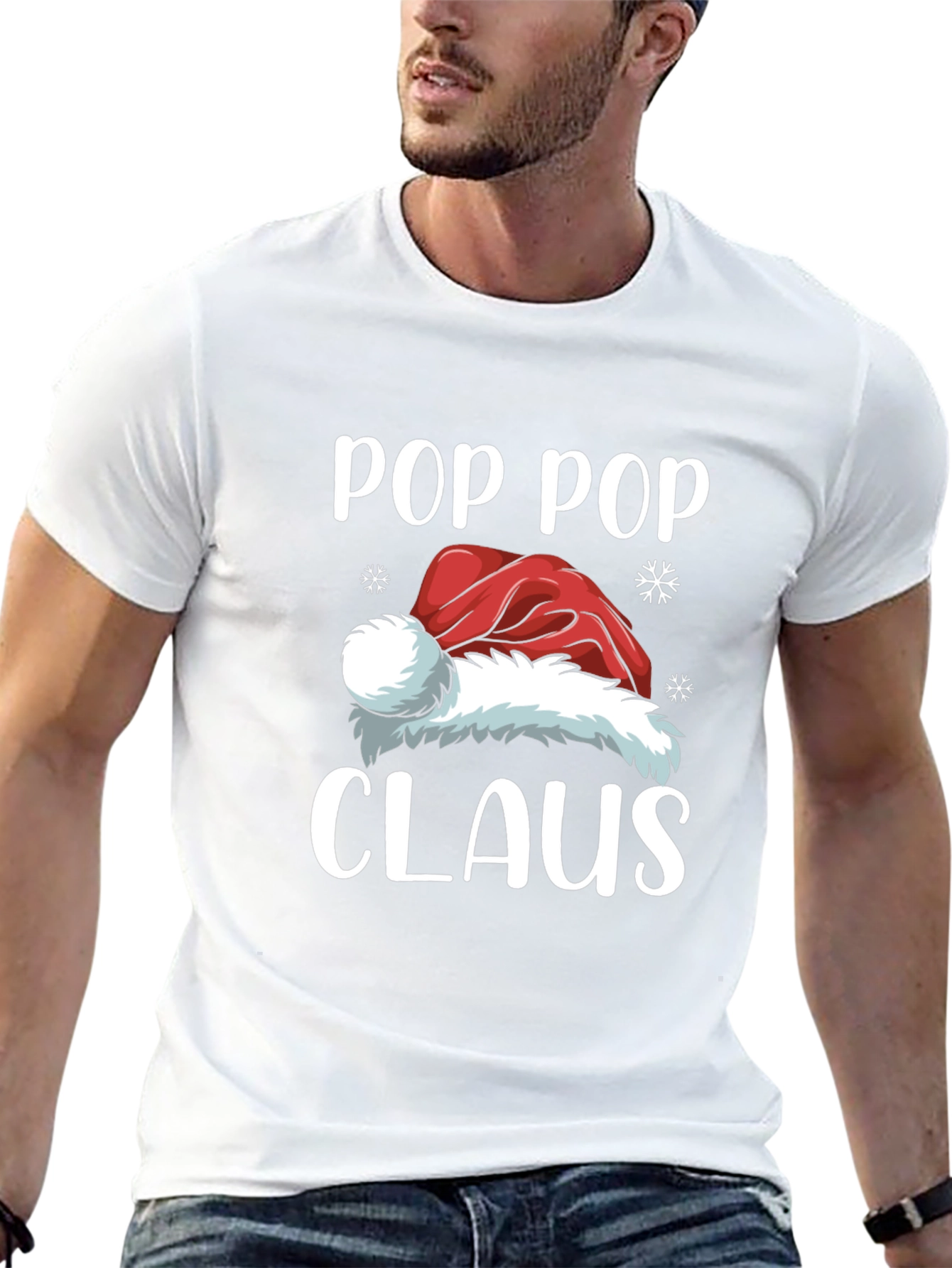 Pop Pop Claus Santa Hat Christmas T-Shirt