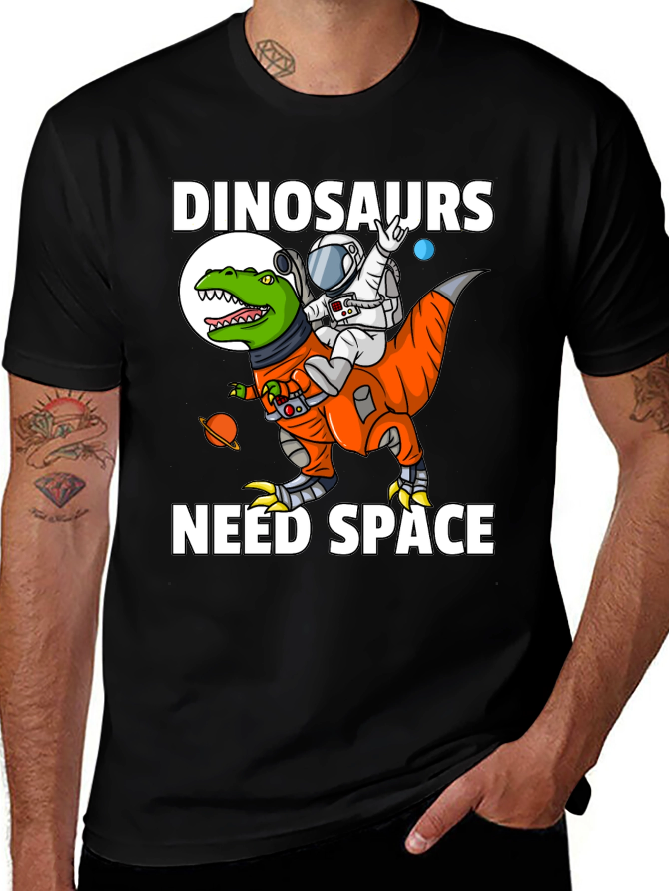 Dinosaurs Need Space T-Shirt Astronaut Riding Dino