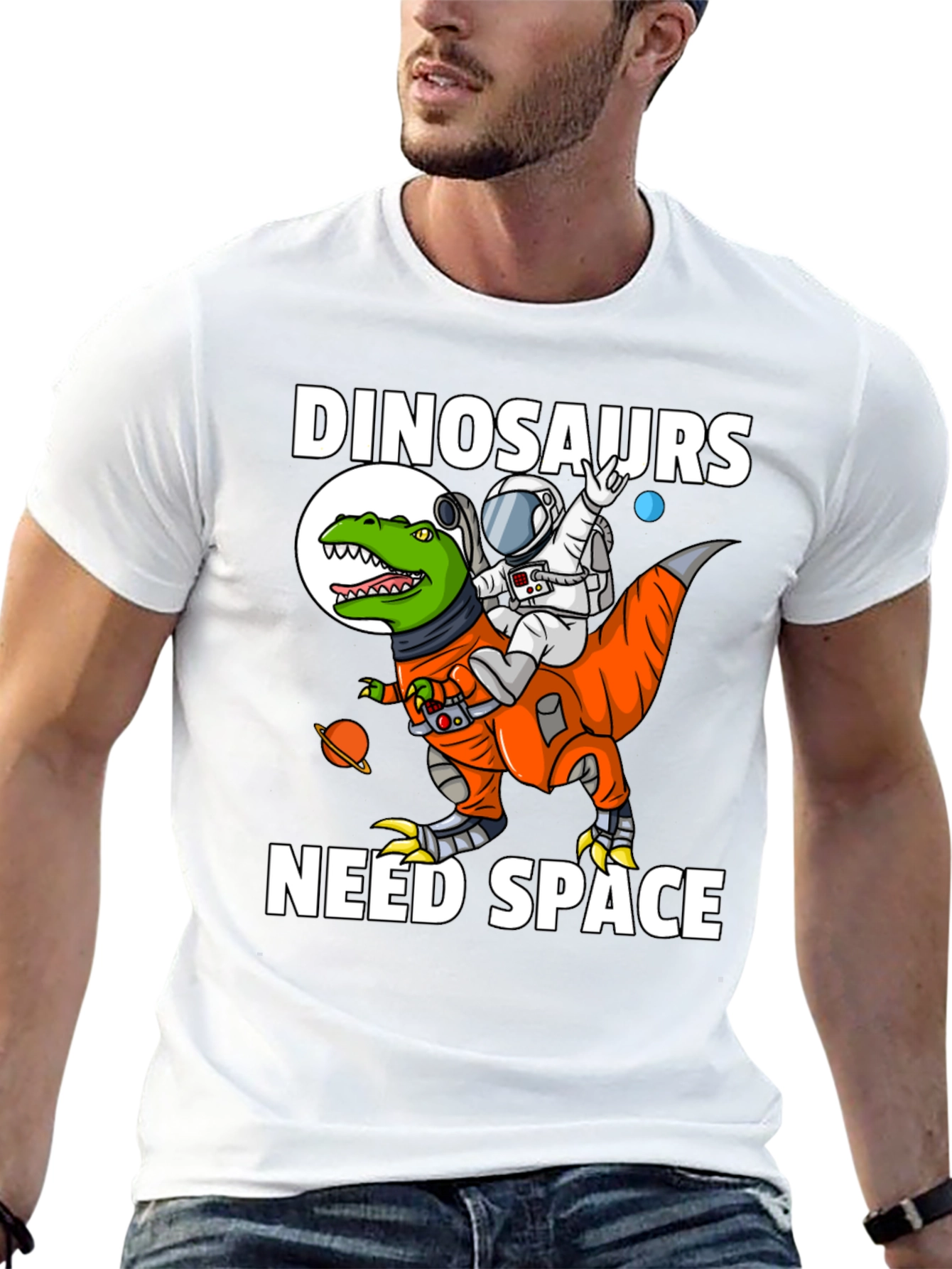 Dinosaurs Need Space T-Shirt Astronaut Riding Dino