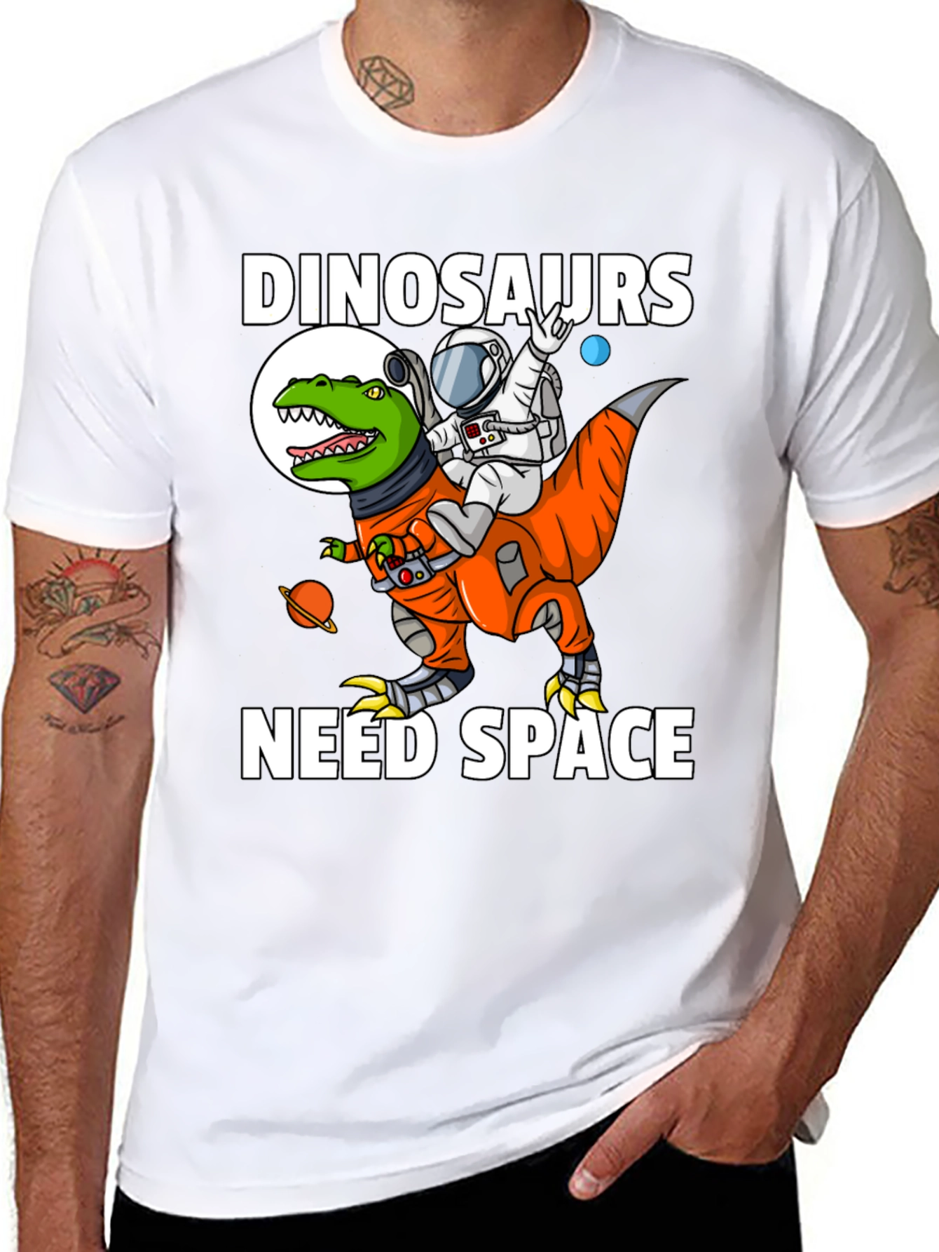 Dinosaurs Need Space T-Shirt Astronaut Riding Dino