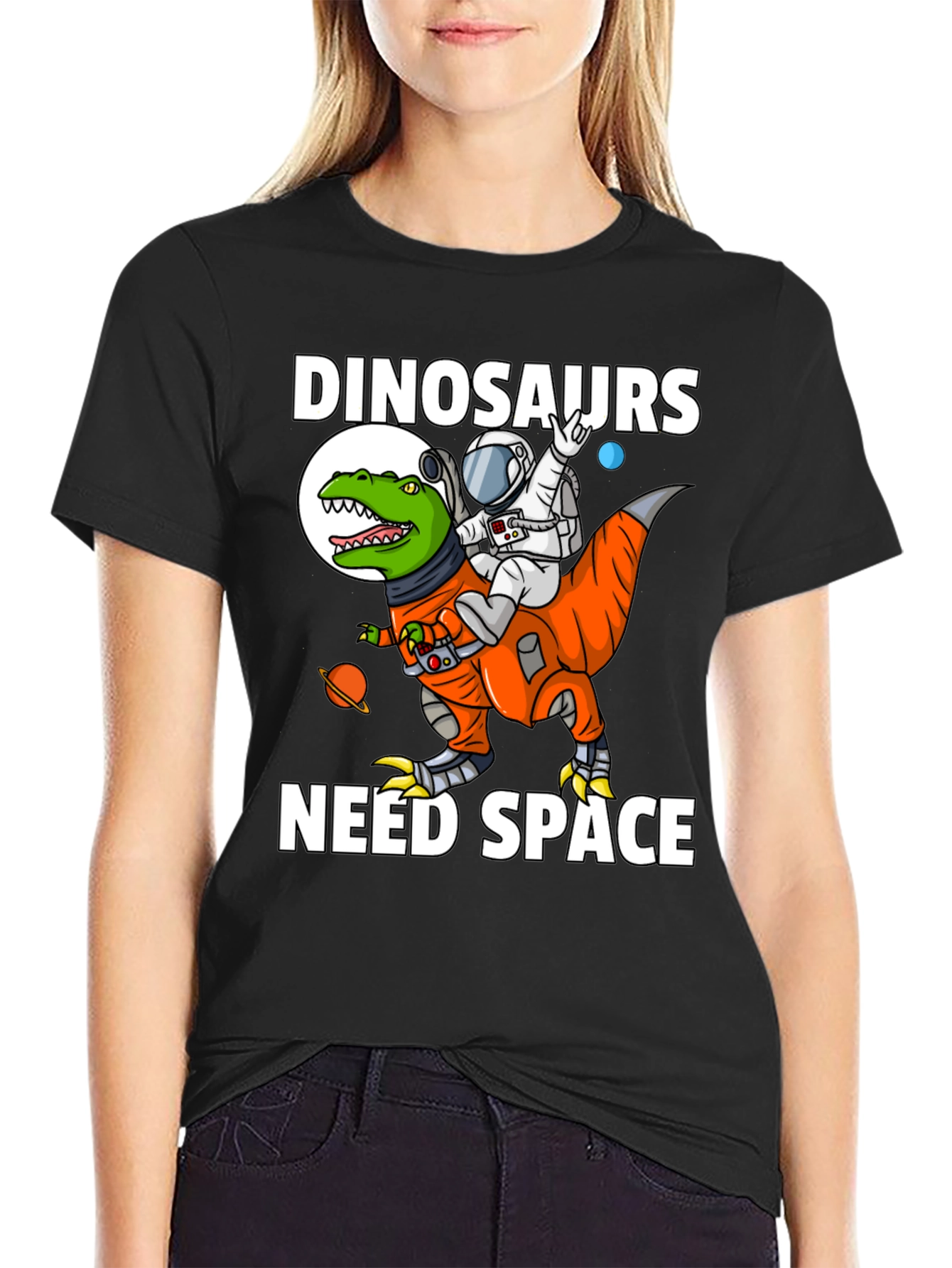 Dinosaurs Need Space T-Shirt Astronaut Riding Dino