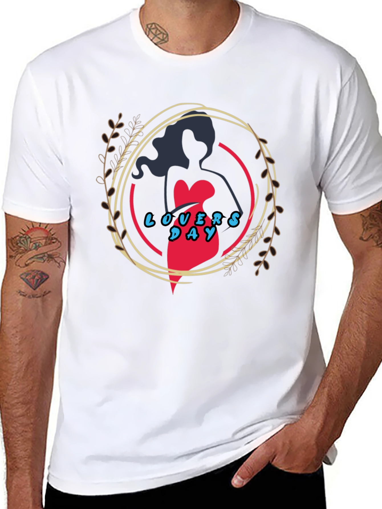 Lovers Day Graphic Print Black T-Shirt
