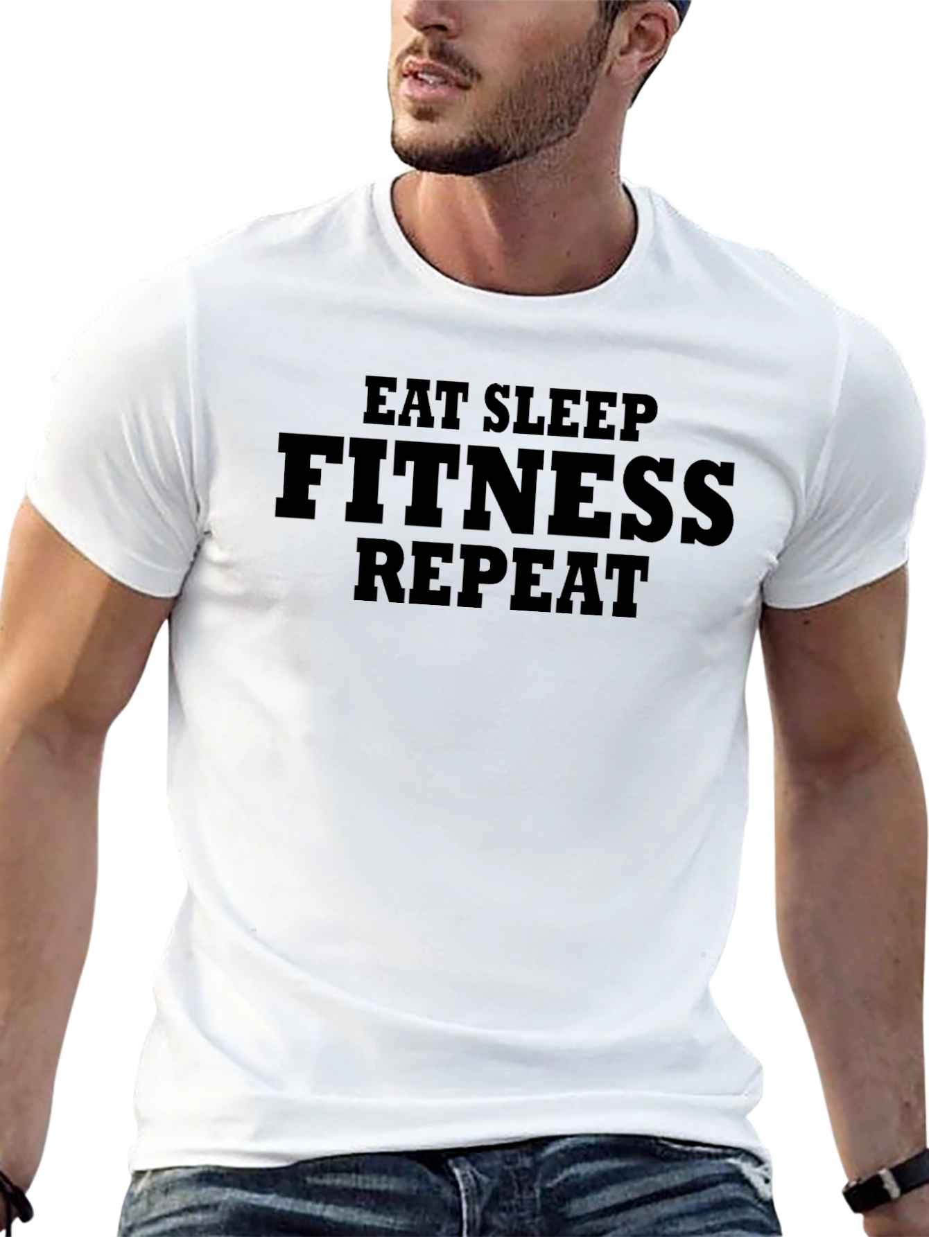 Eat Sleep Fitness Repeat Mens Black T-Shirt
