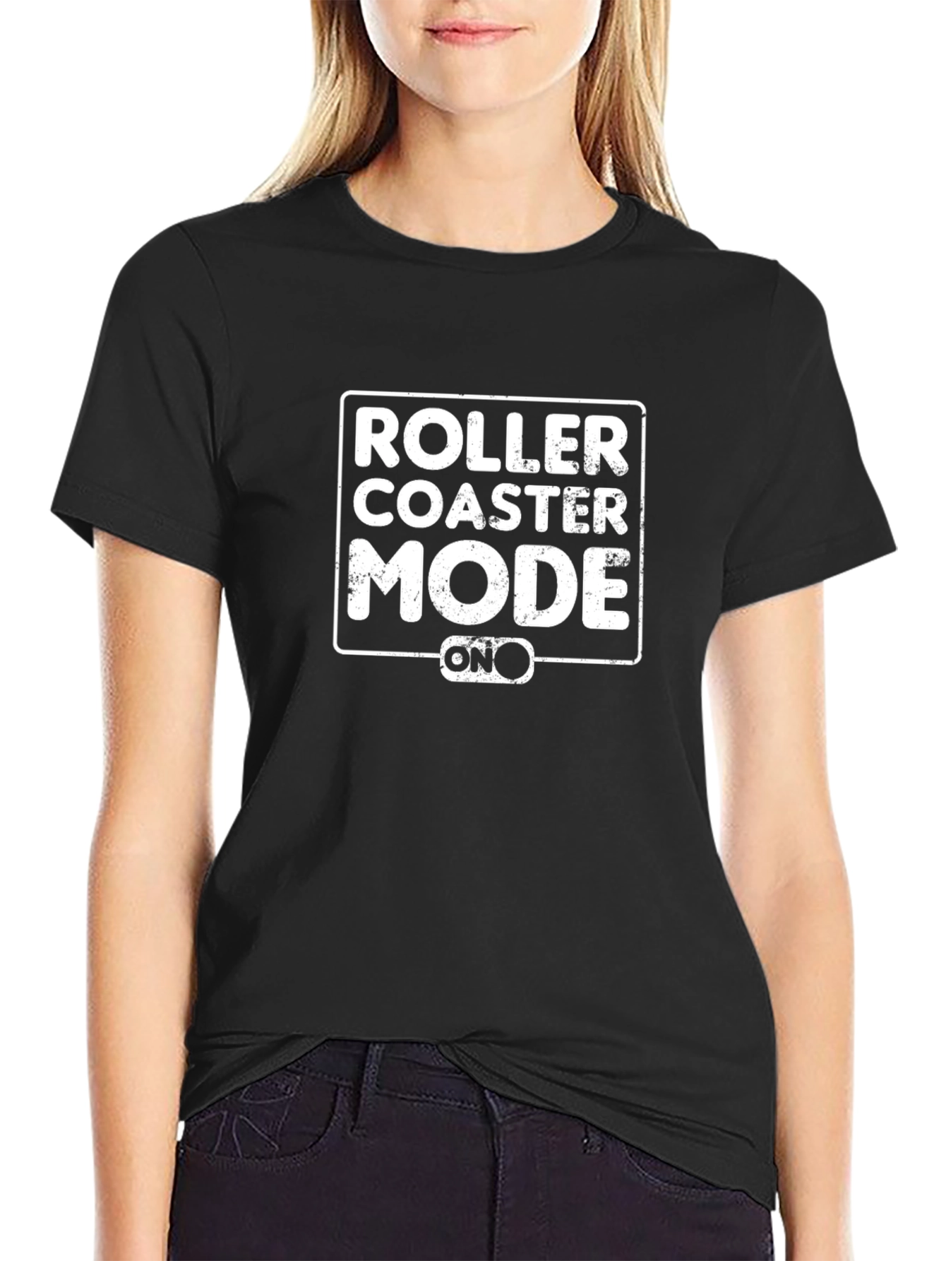 Roller Coaster Mode On Black Tee