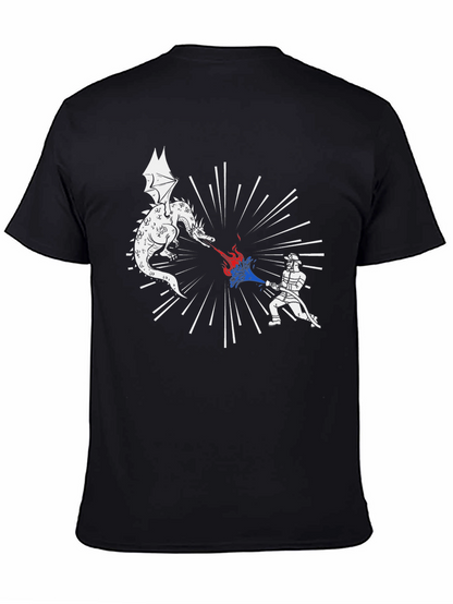 Dragon vs Firefighter Black Graphic Tee