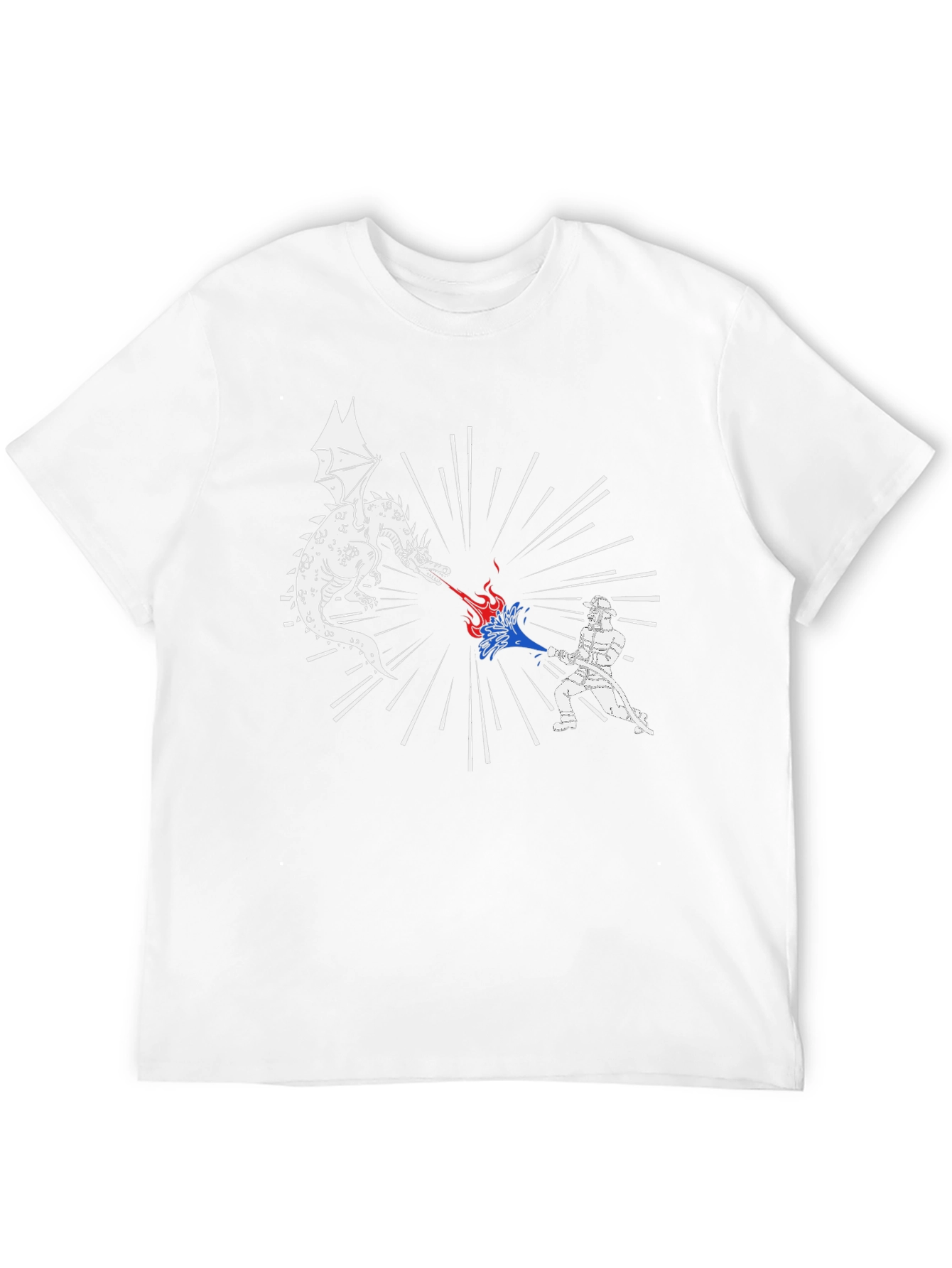 Dragon vs Firefighter Black Graphic Tee