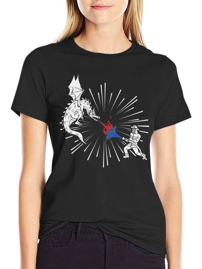 Dragon vs Firefighter Black Graphic Tee