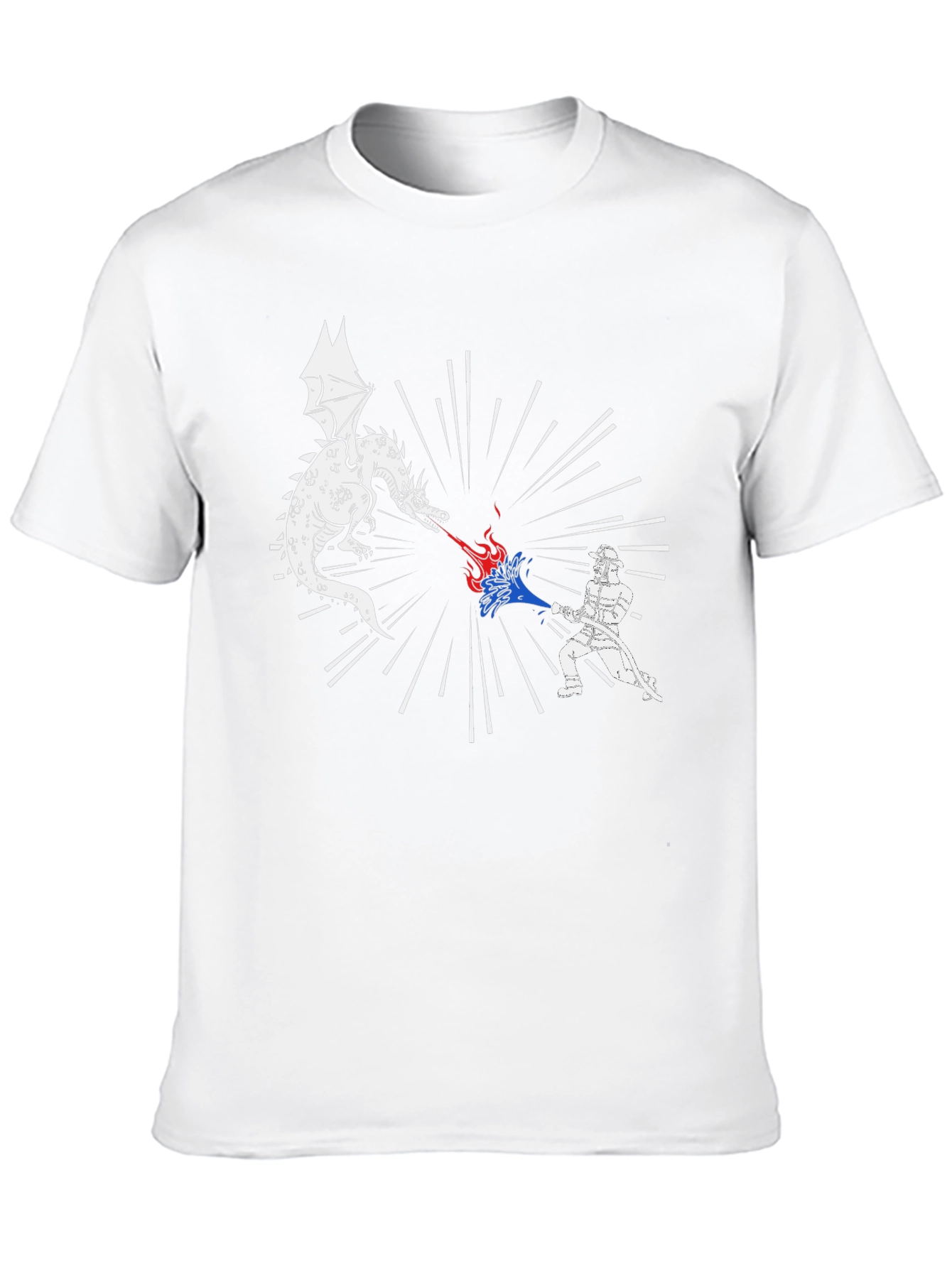 Dragon vs Firefighter Black Graphic Tee