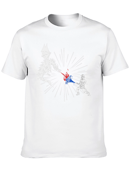 Dragon vs Firefighter Black Graphic Tee