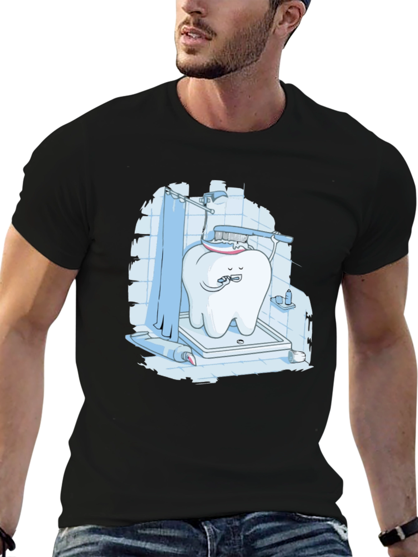 Funny Tooth Brushing in Shower Graphic Tee