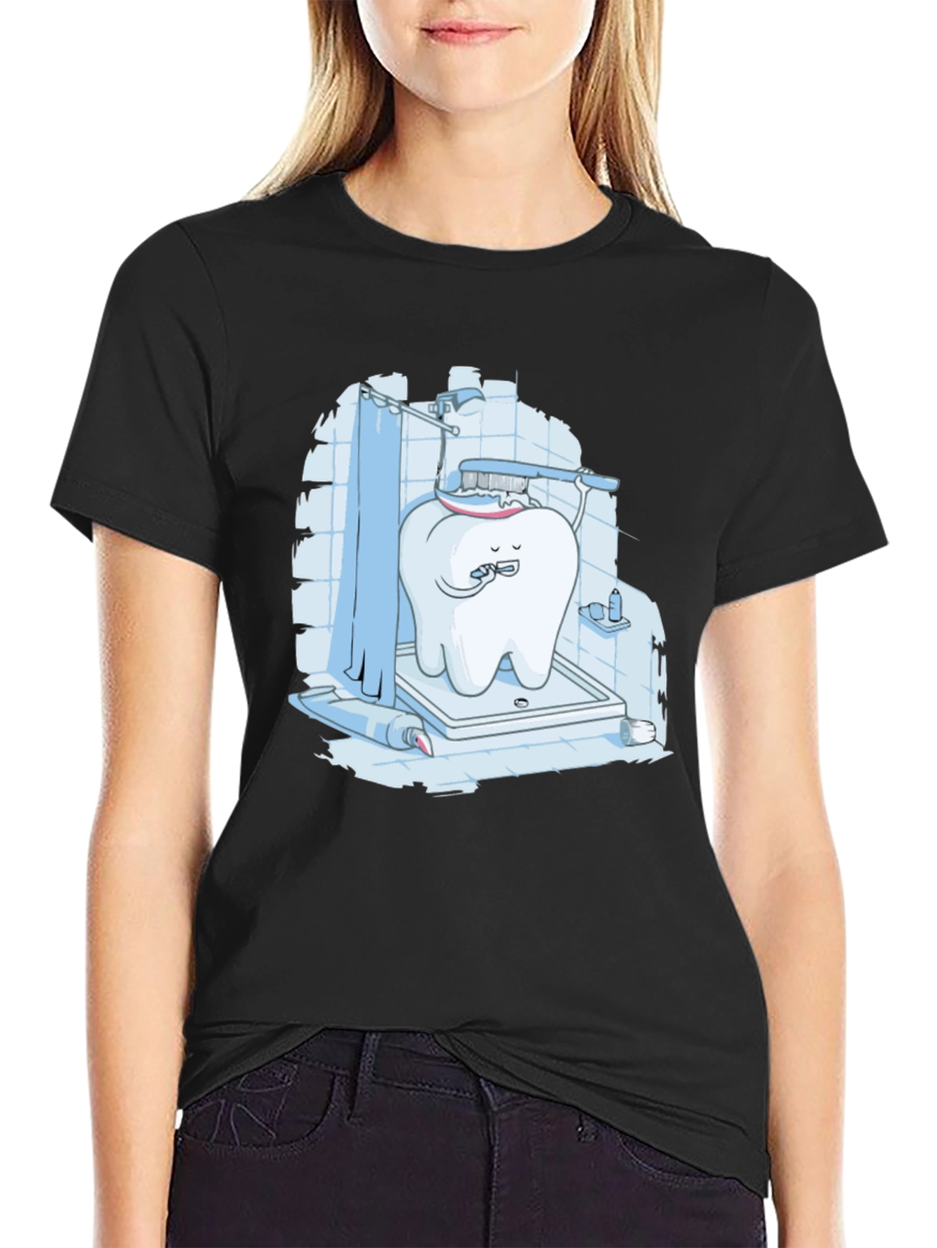 Funny Tooth Brushing in Shower Graphic Tee