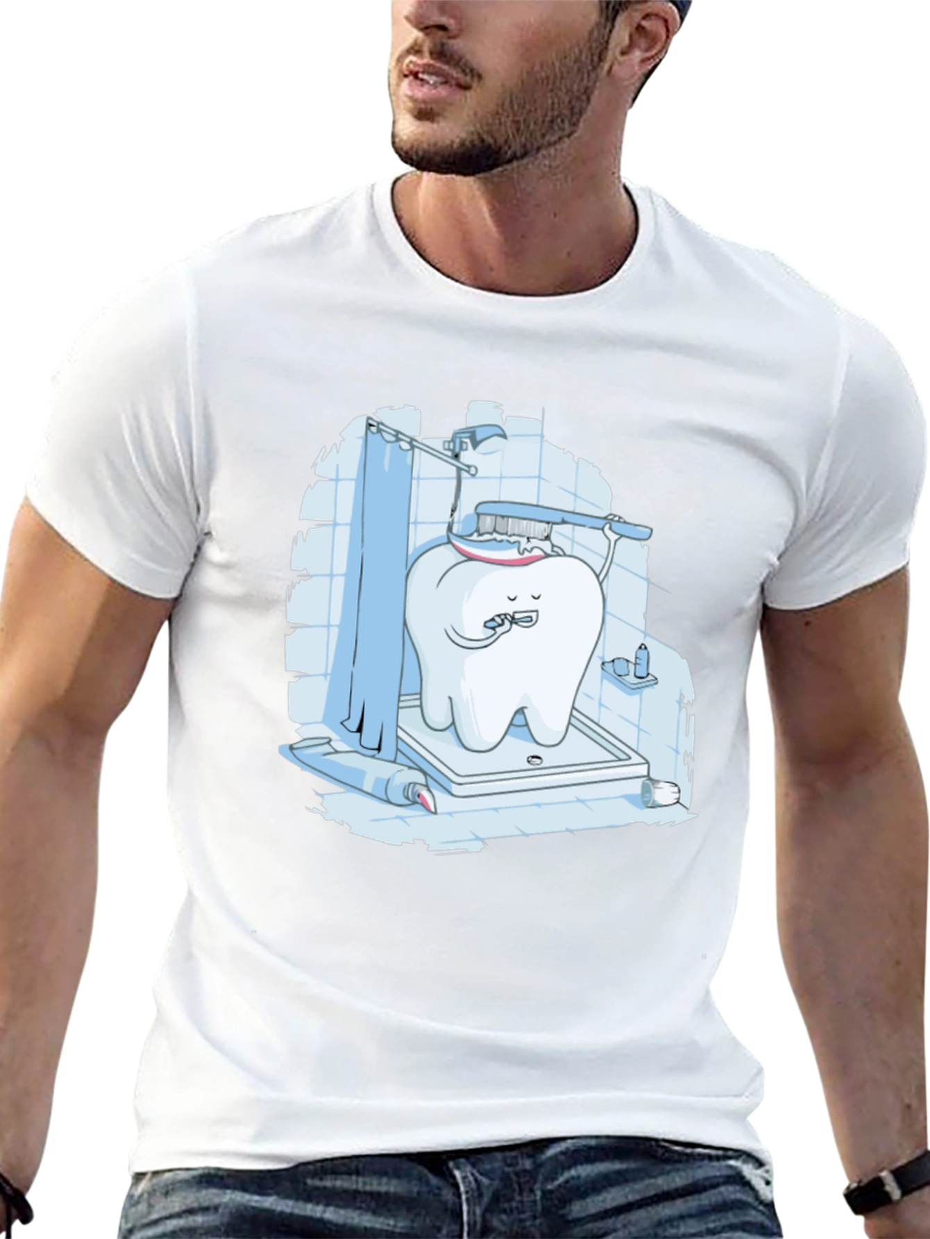Funny Tooth Brushing in Shower Graphic Tee