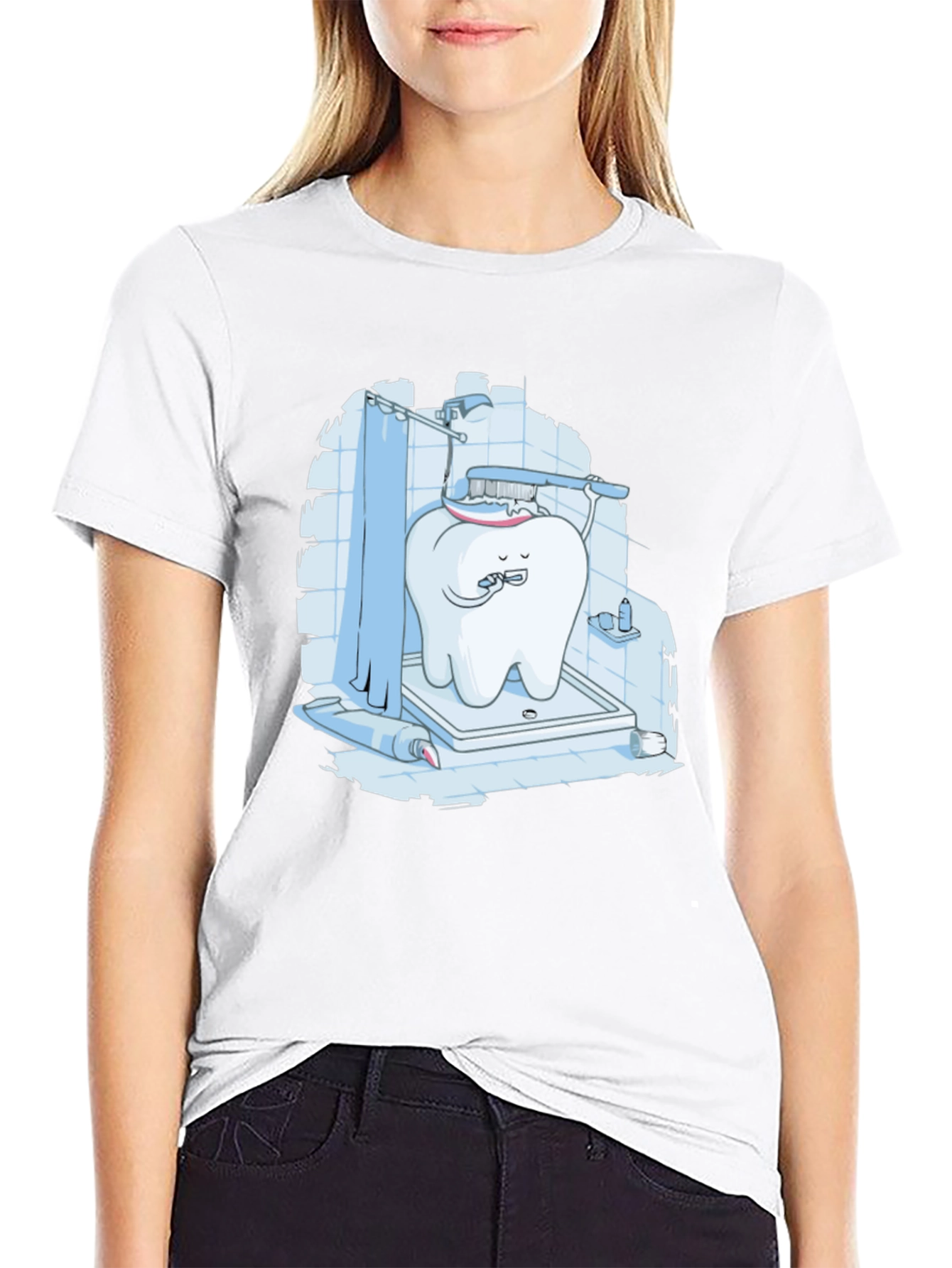 Funny Tooth Brushing in Shower Graphic Tee
