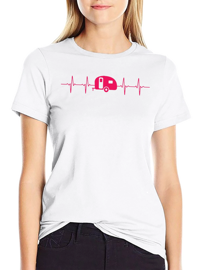 Camping Heartbeat Graphic Tee - Caravan Lover