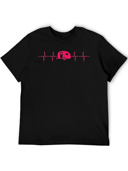 Camping Heartbeat Graphic Tee - Caravan Lover