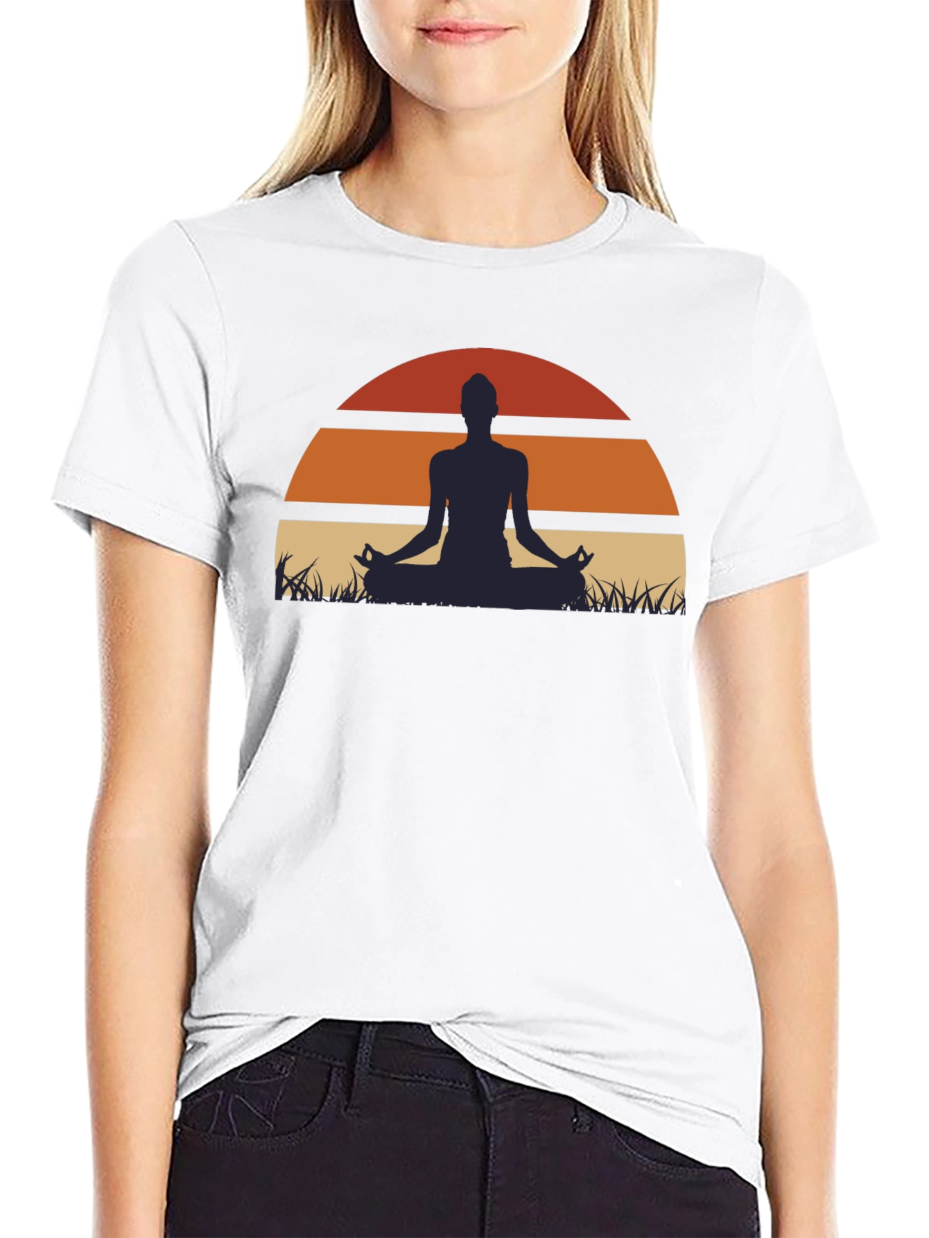 Yoga Sunset Graphic Tee - Mens Black T-Shirt