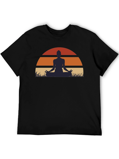 Yoga Sunset Graphic Tee - Mens Black T-Shirt