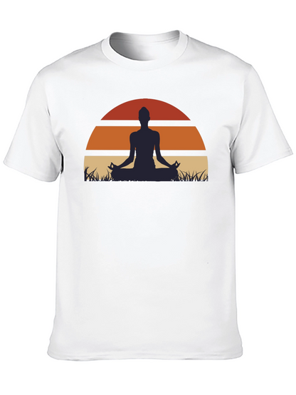 Yoga Sunset Graphic Tee - Mens Black T-Shirt