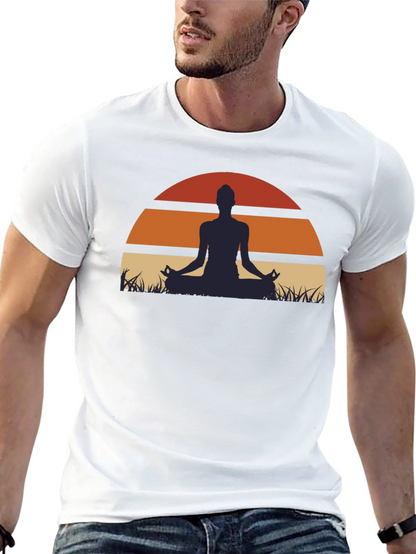 Yoga Sunset Graphic Tee - Mens Black T-Shirt