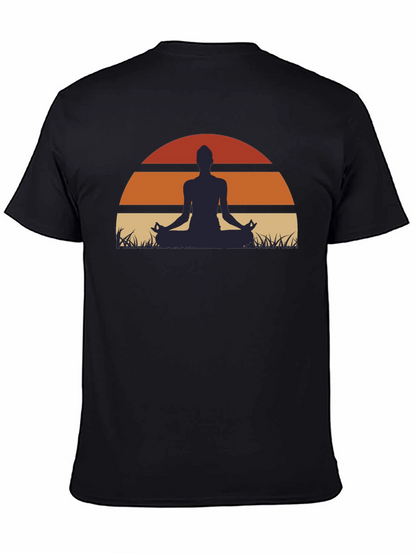 Yoga Sunset Graphic Tee - Mens Black T-Shirt