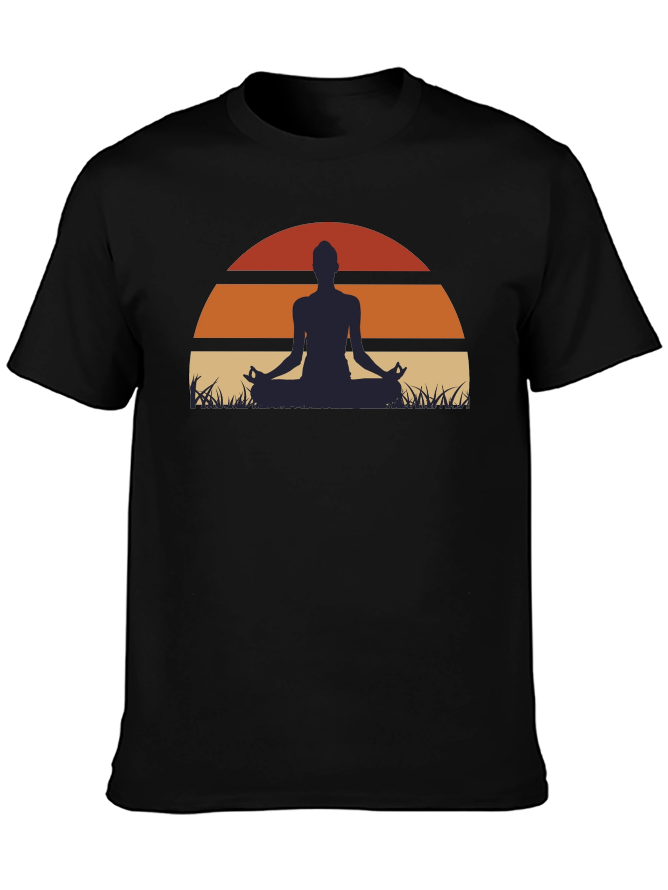 Yoga Sunset Graphic Tee - Mens Black T-Shirt