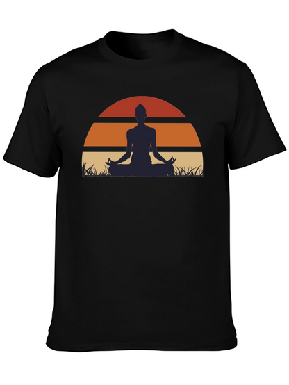 Yoga Sunset Graphic Tee - Mens Black T-Shirt
