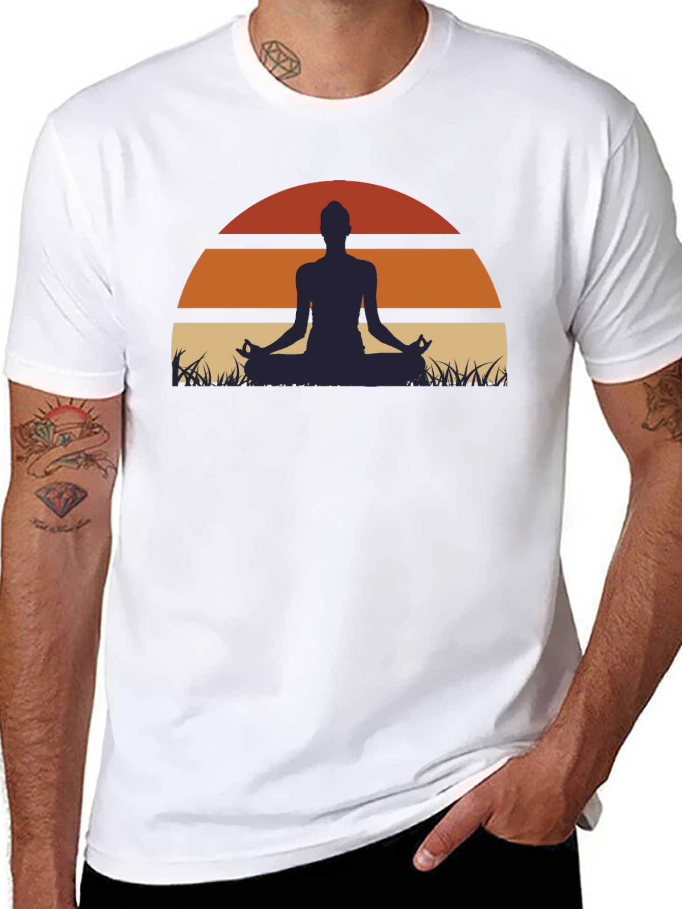 Yoga Sunset Graphic Tee - Mens Black T-Shirt