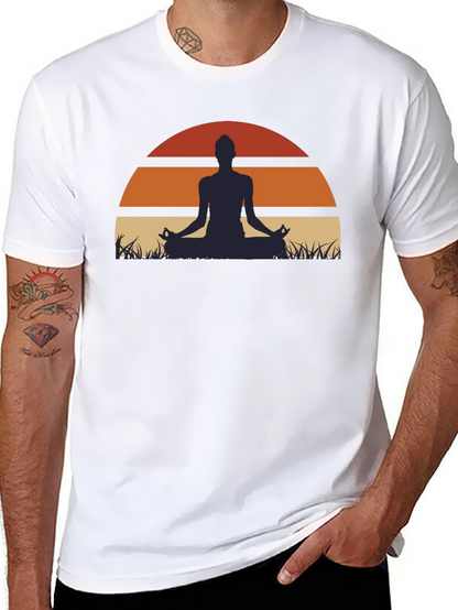 Yoga Sunset Graphic Tee - Mens Black T-Shirt