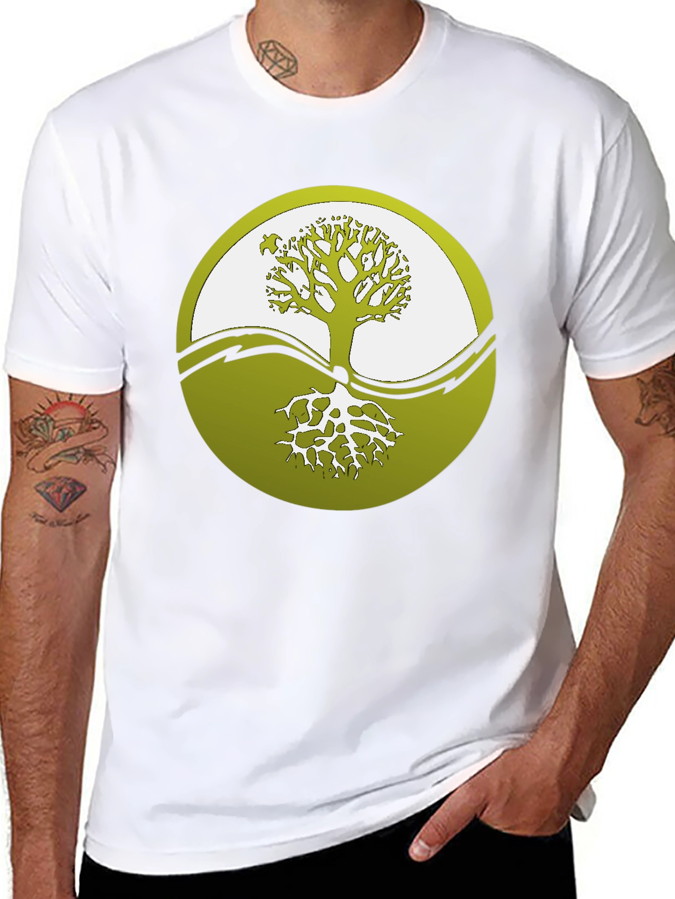 Yin Yang Tree Graphic Tee - Black