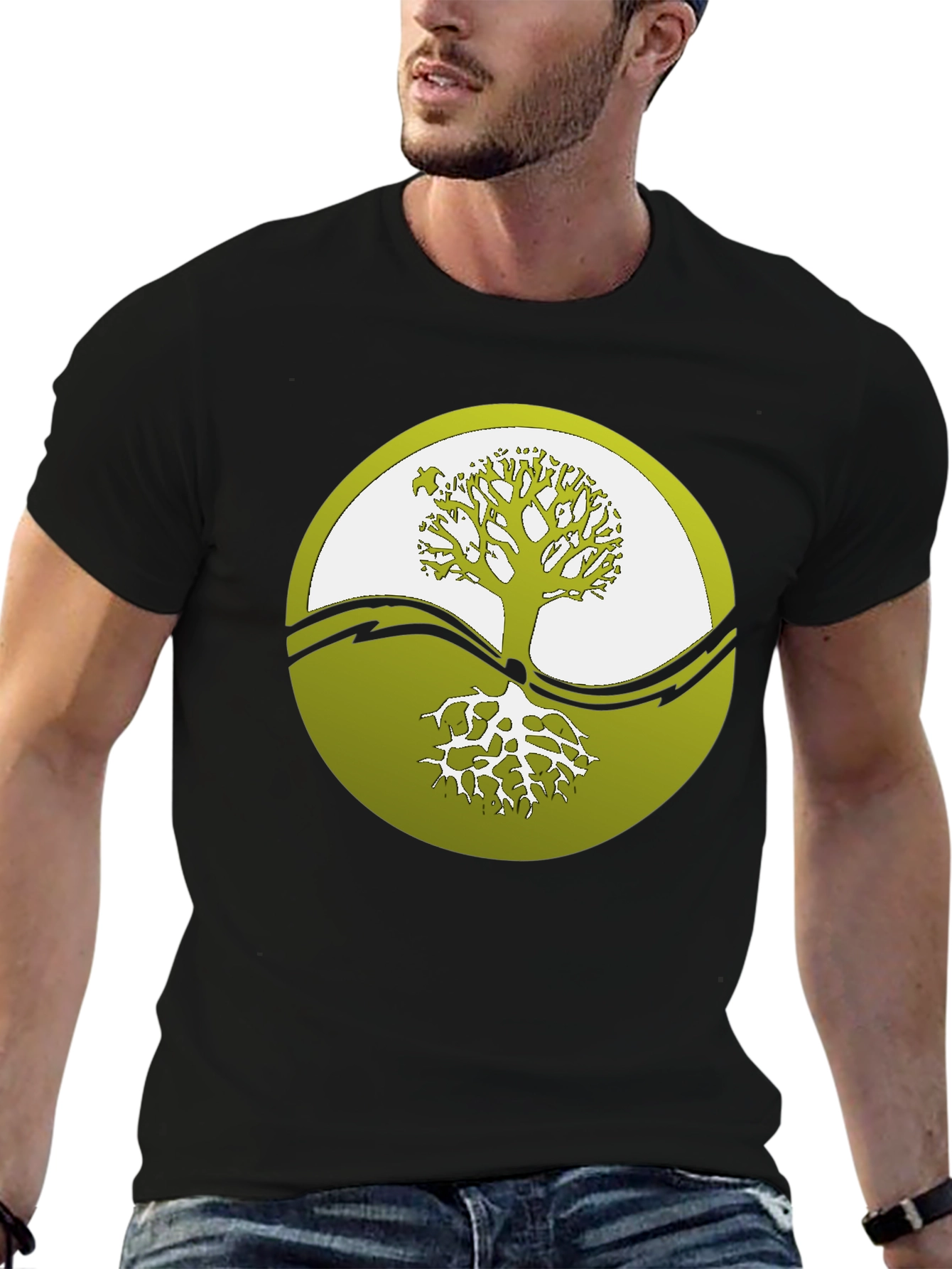 Yin Yang Tree Graphic Tee - Black