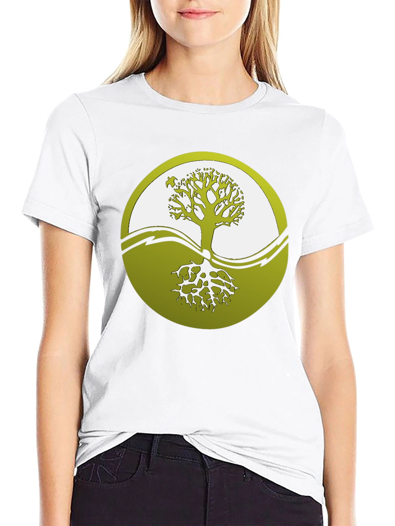 Yin Yang Tree Graphic Tee - Black