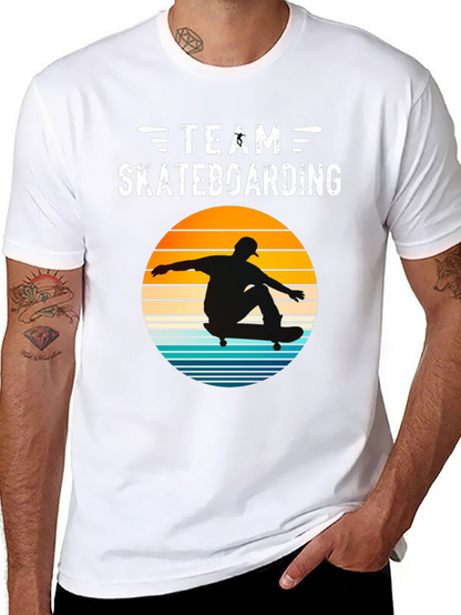 Team Skateboarding T-Shirt Retro Sunset Design